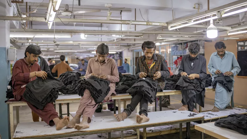 Workers at the garment factory