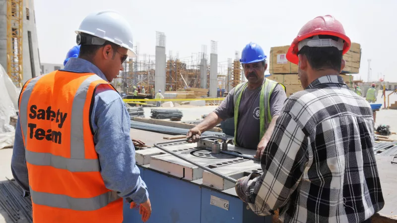 Egyptian workers on a construction site