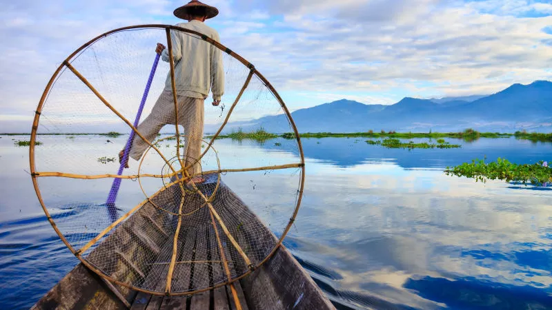 Fishermen at Inle Lake in Shan State, Myanmar