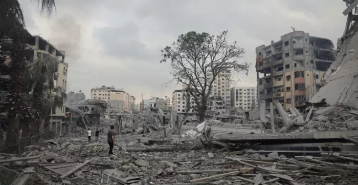 Destroyed neighborhood in Gaza