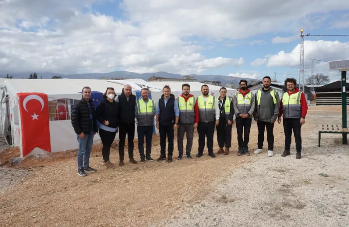 ILO response to the earthquakes in Türkiye, delegation visited visited the tent camp at Bozoklu .