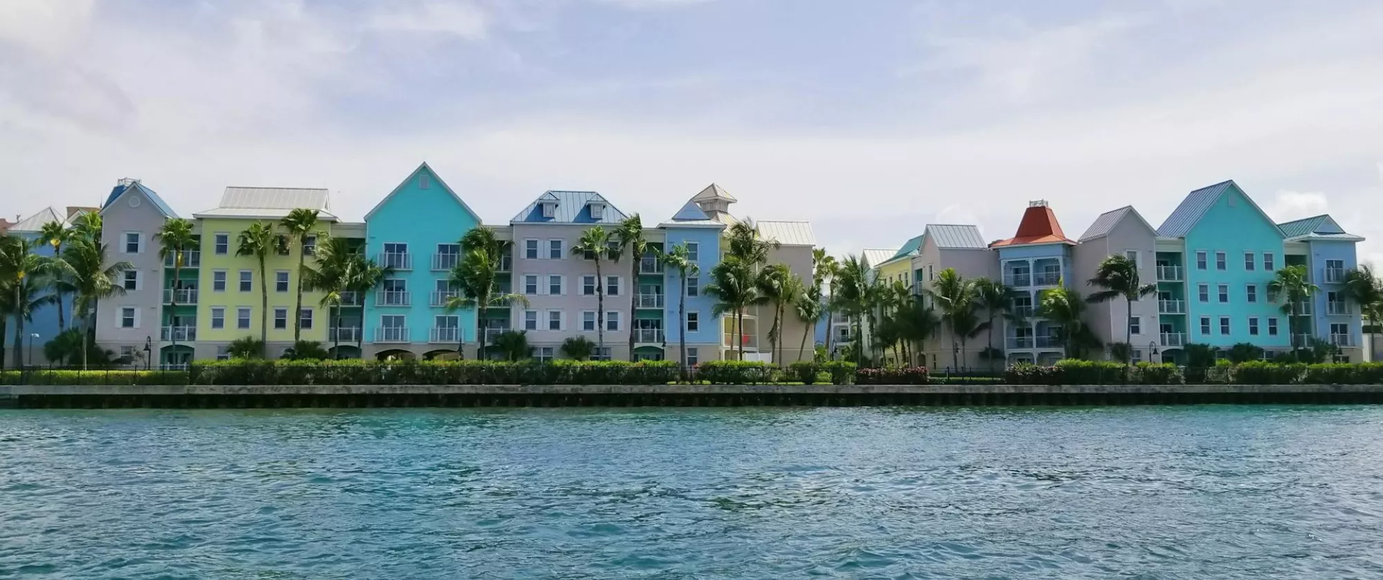 Buildings along shoreline of Nassau, The Bahamas 