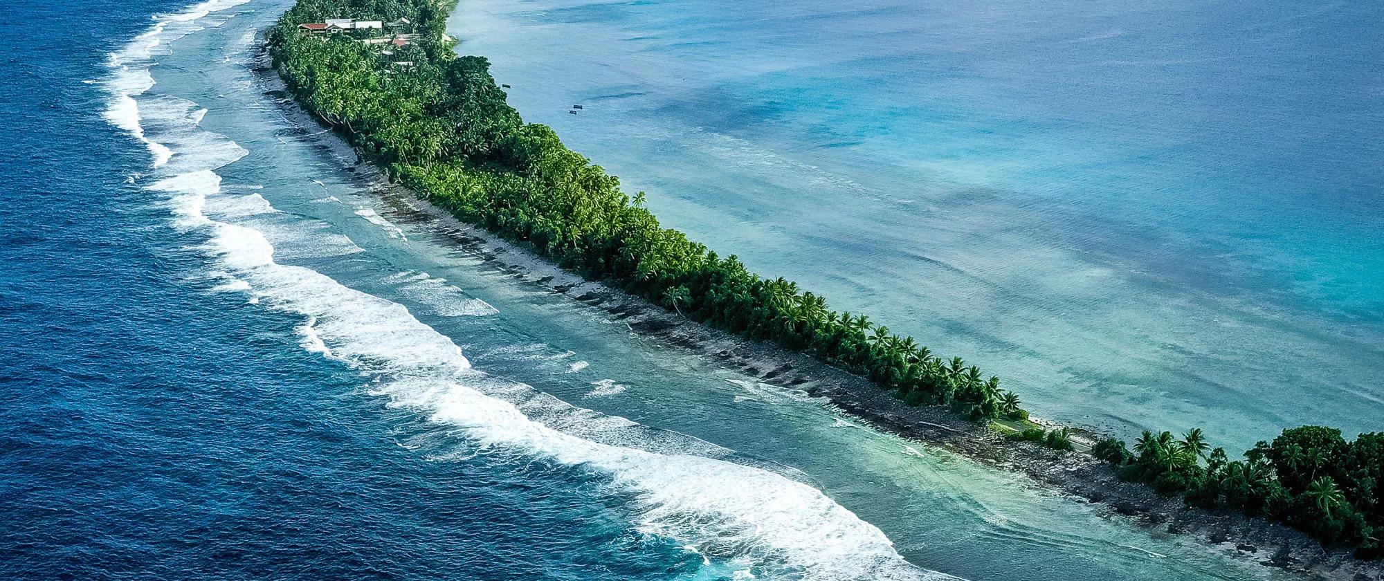 Aerial of the island of Tuvalu