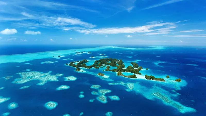 View of 70 islands in Palau from above