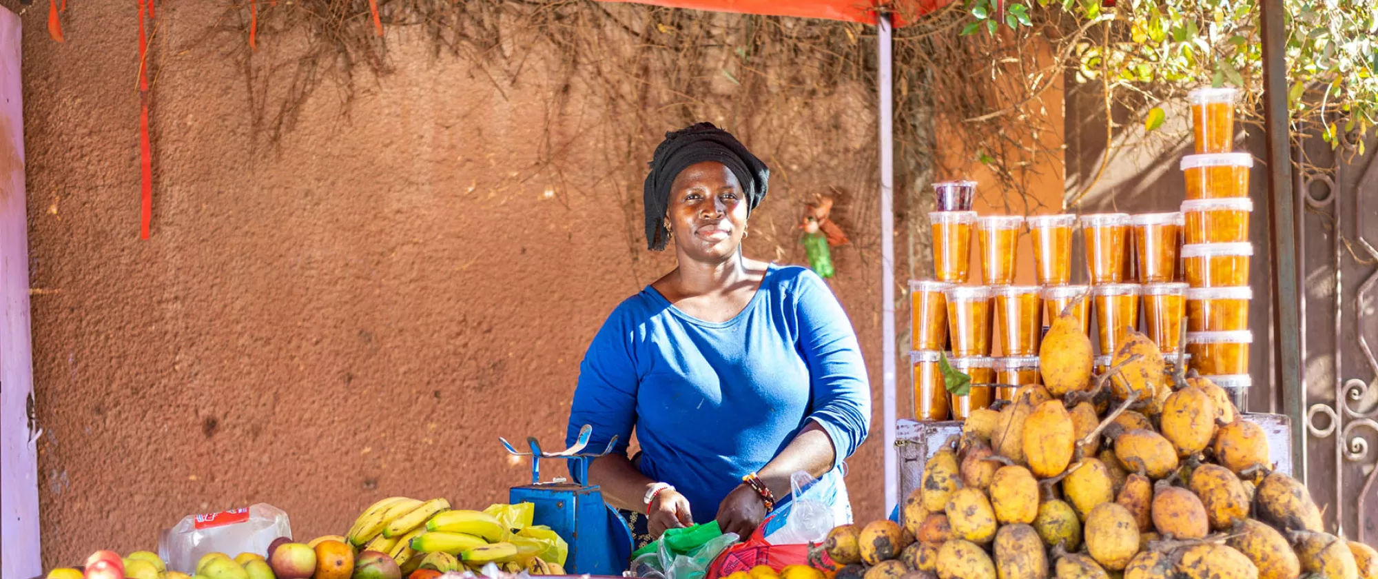 A street vendor selling fruit in Dakar