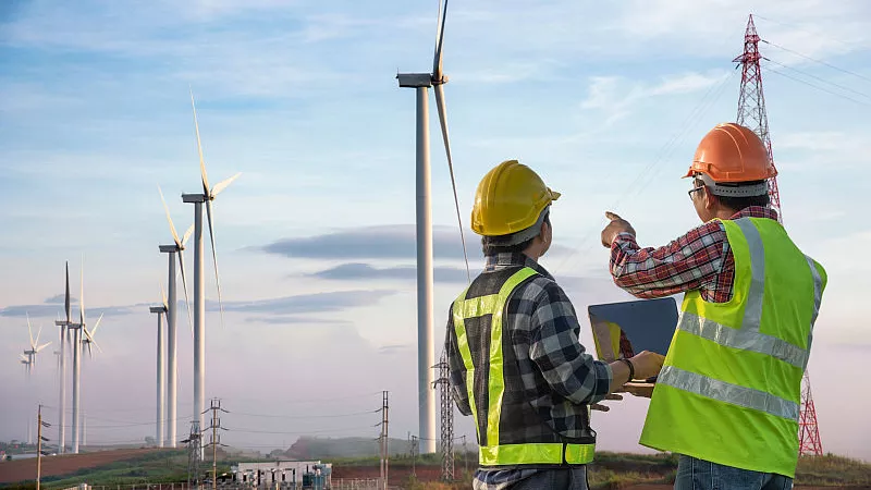 Windmill engineer inspection and progress check wind turbine in Thailand