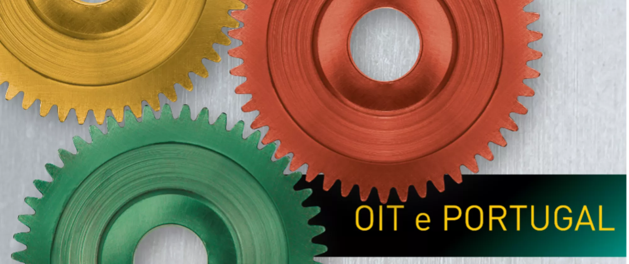 Abstract image of three wheels and a text that says "OIT e Portugal"